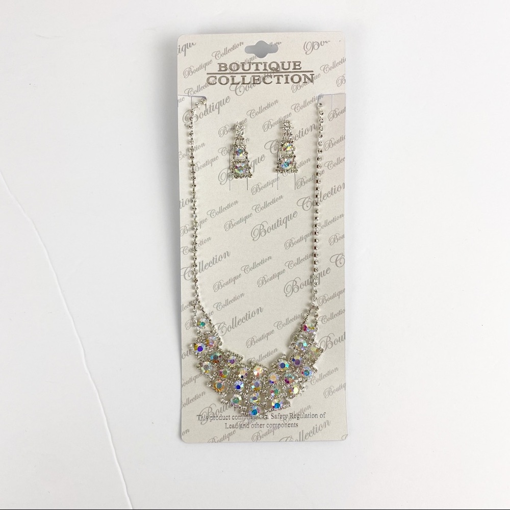 💕 Bridesmaid Jewelry Set Rhinestone Statement earrings/necklace with extender